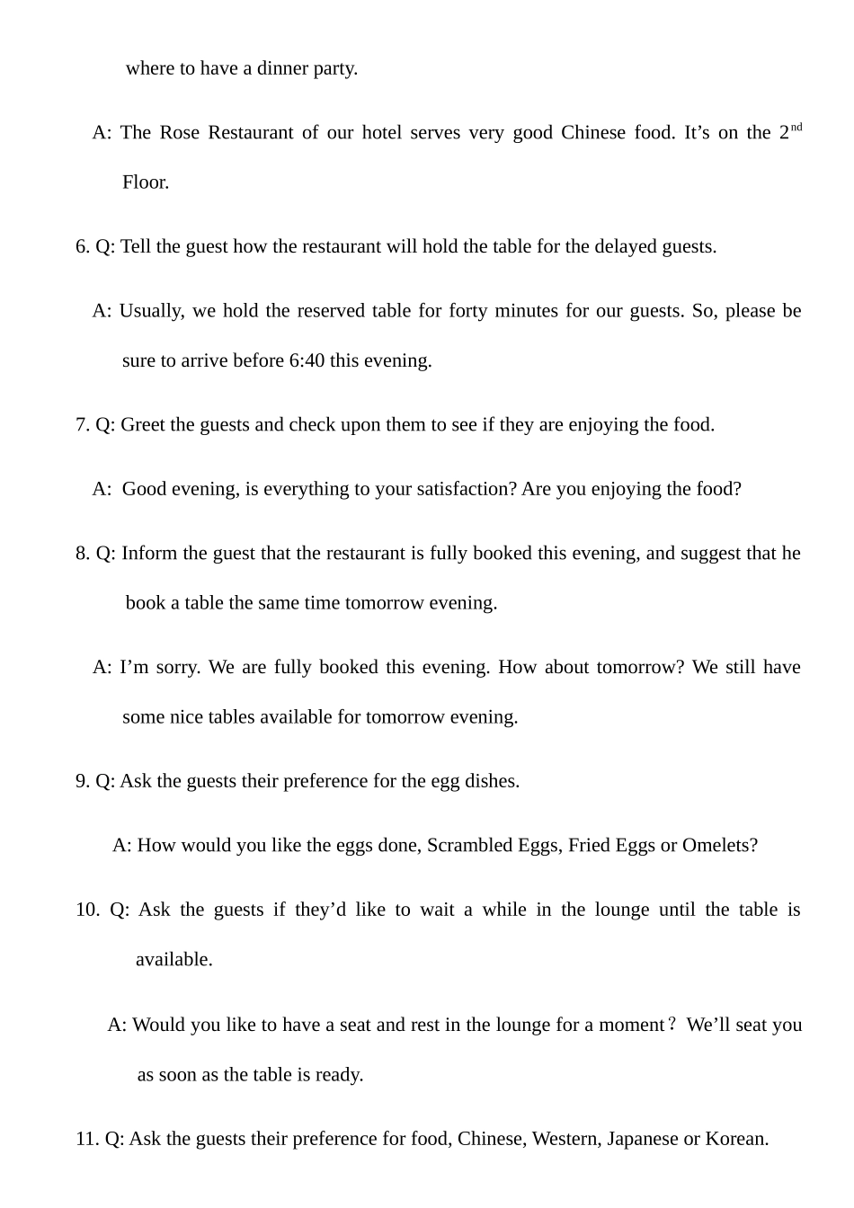 2025年职业院校技能大赛酒店服务赛项中餐宴会摆台项目英语口试题库_第2页