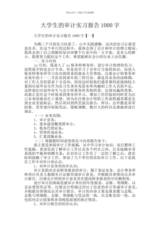 大学生的审计实习报告1000字