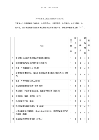 大学生积极人格量表