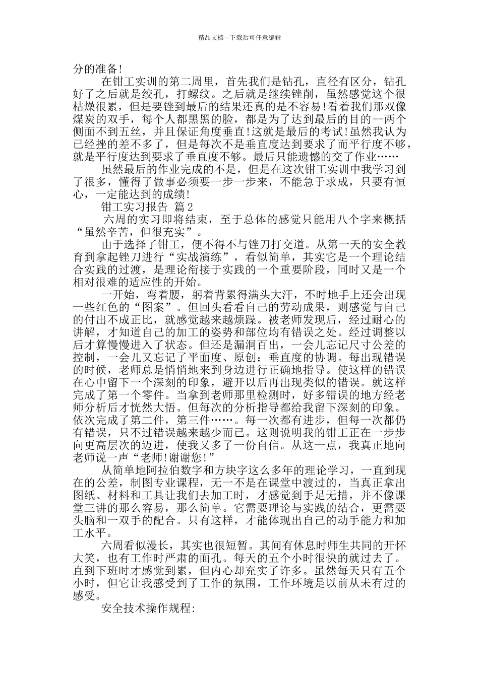 大学生钳工顶岗实习报告范文5篇_第2页