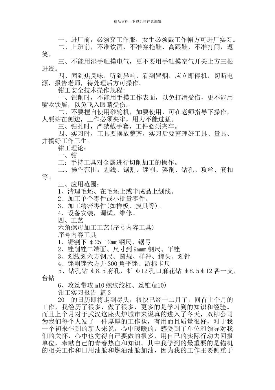 大学生钳工顶岗实习报告范文5篇_第3页