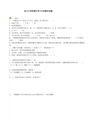 2025年成都名校小升初试题汇总