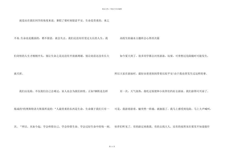 大学生防溺水主题班会心得2024年度_第3页