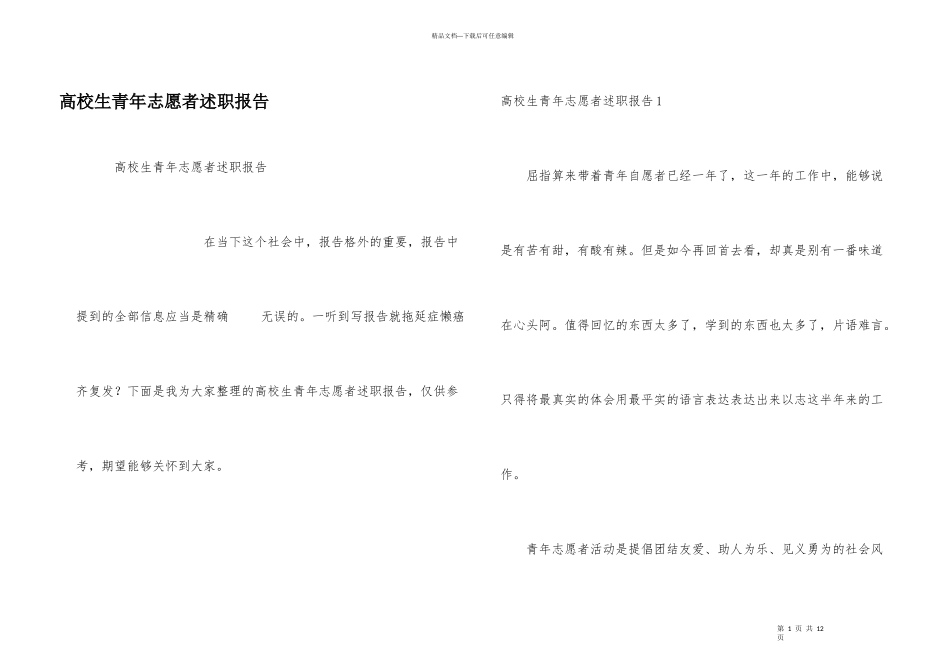 大学生青年志愿者述职报告_第1页