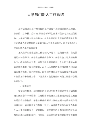大学部门新人工作总结