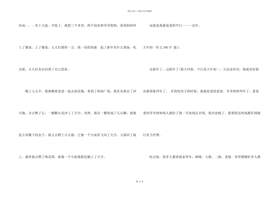 大年初一300字合集五篇_第2页