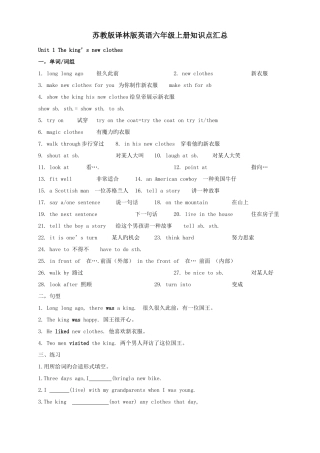 2025年苏教版译林版英语六年级上下两册知识点汇总整理归纳