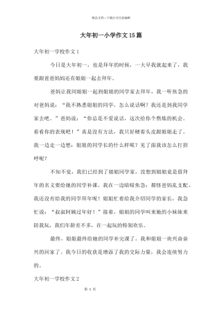 大年初一小学作文15篇