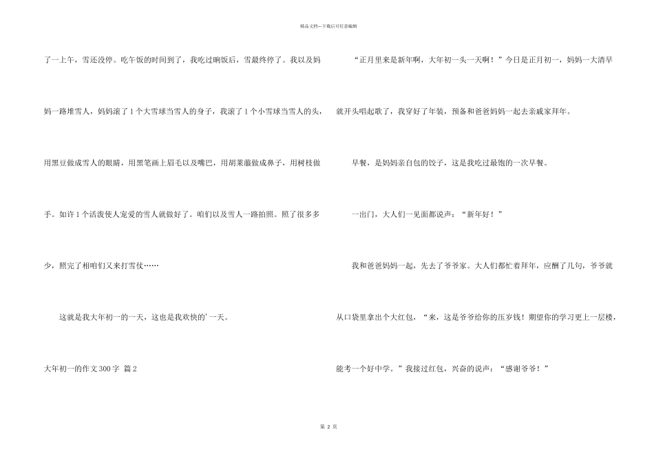大年初一的300字四篇_第2页