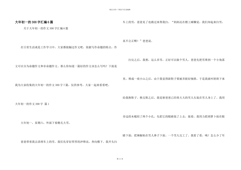 大年初一的300字汇编6篇_第1页