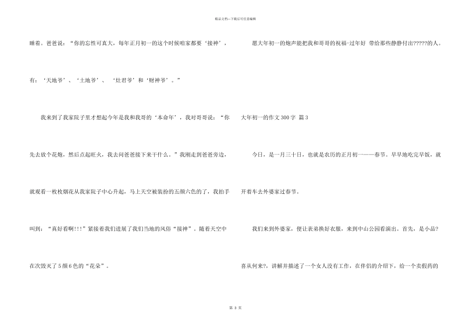 大年初一的300字锦集8篇_第3页