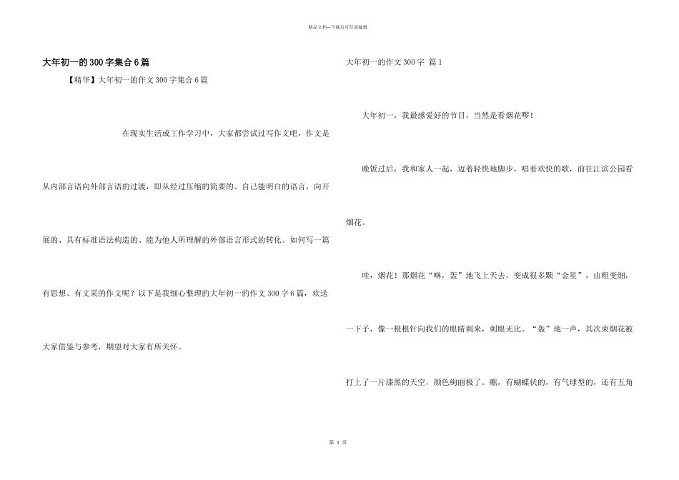 大年初一的300字集合6篇_第1页