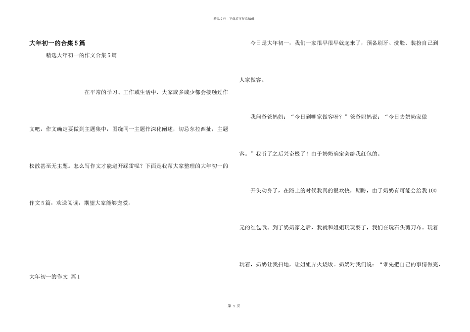 大年初一的合集5篇_第1页