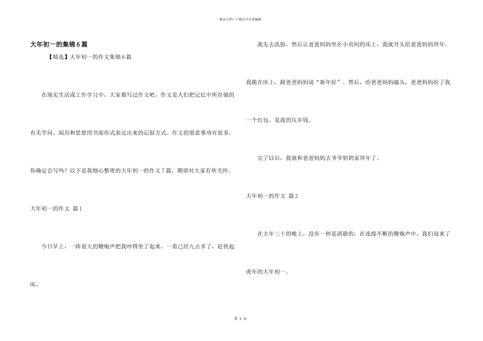 大年初一的集锦6篇_第1页
