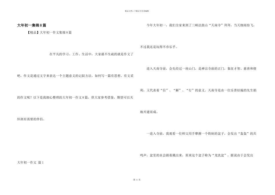 大年初一集锦8篇_第1页