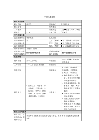 2025年资讯科技部程序员职务说明书