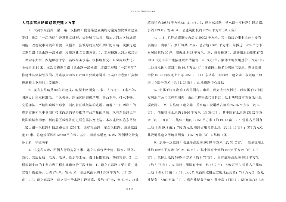 大河坎东昌路道路筹资建设方案_第1页