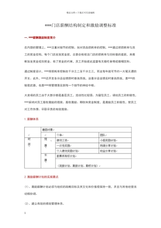 大润发门店薪酬结构制定和激励调整标准
