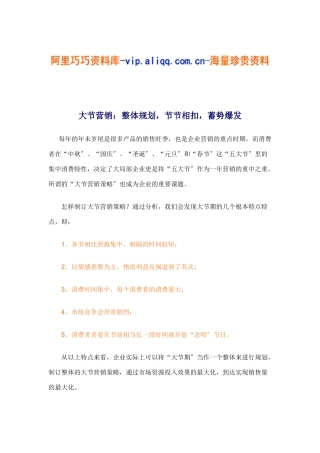 大节营销：整体规划