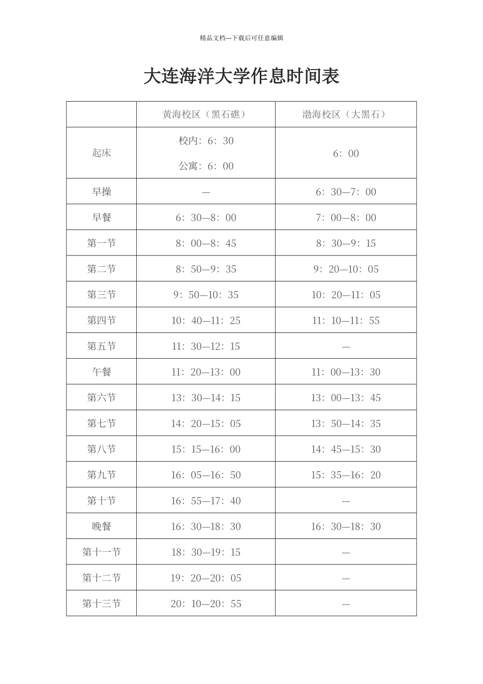 大连海洋大学作息时间表_第1页