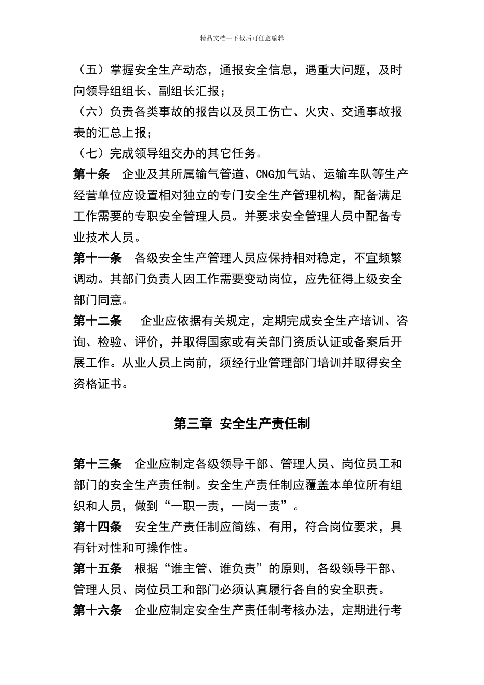 天然气公司安全生产管理制度规定_第3页