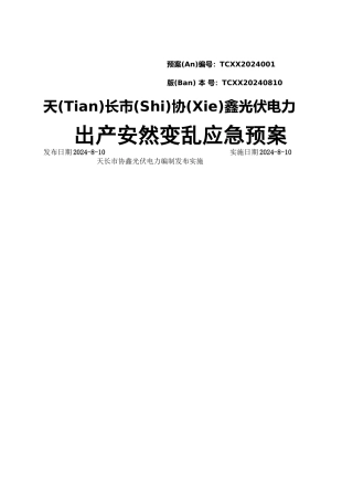 天长电站生产事故应急预案