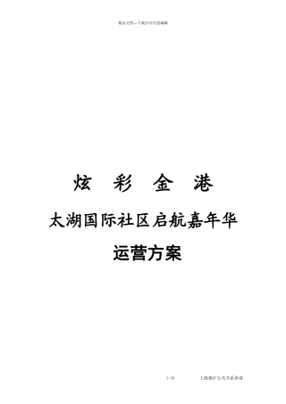 太湖国际社区启航嘉年华运营方案