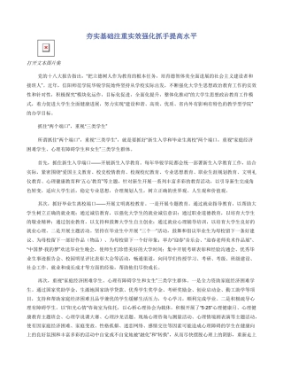 夯实基础注重实效强化抓手提高水平