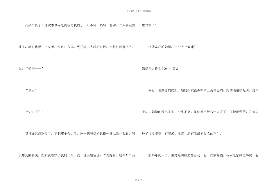 奶奶写人300字汇编五篇_第2页