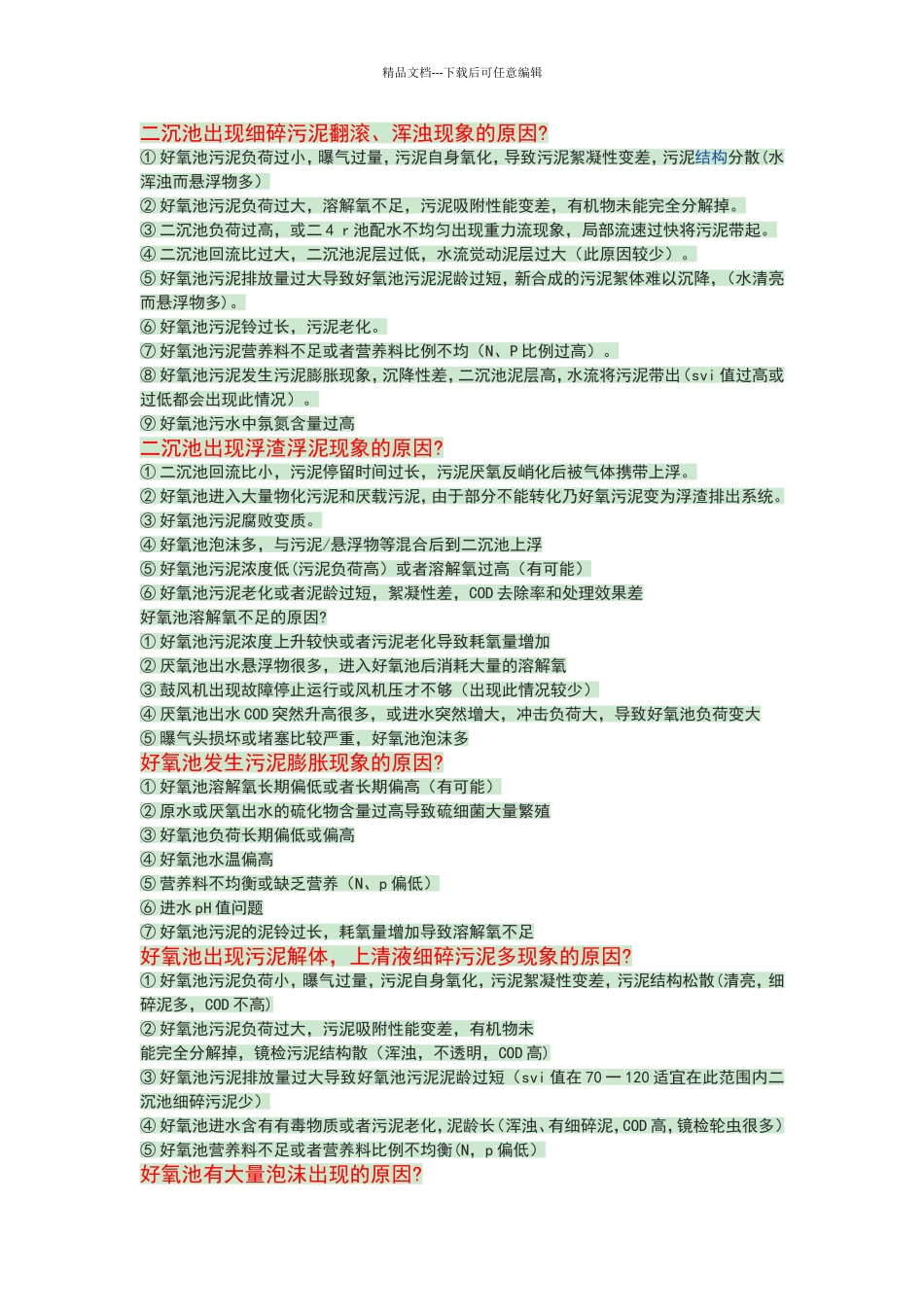 好氧池常见问题及解决方案_第1页