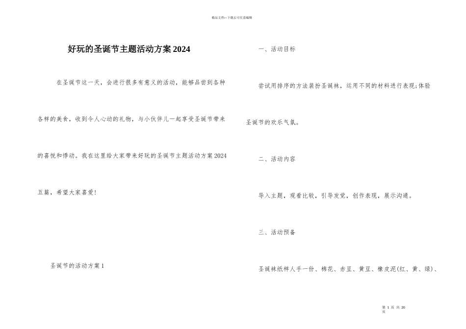 好玩的圣诞节主题活动方案2024_第1页