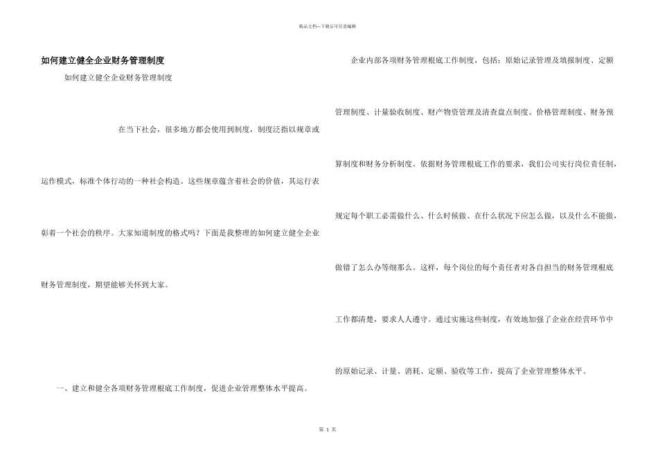 如何建立健全企业财务管理制度_第1页