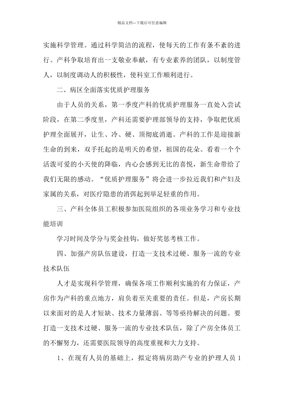 妇产科护士年度工作计划个人2024年范文_第3页