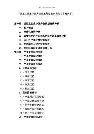 娄星工业集中区产业发展规划初步提纲