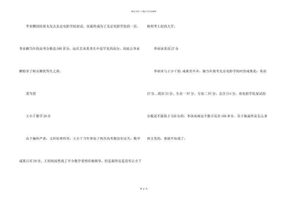 娱乐圈明星们高考分数公布_第2页