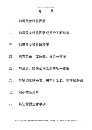 婚礼策划书(帅哥、美女)