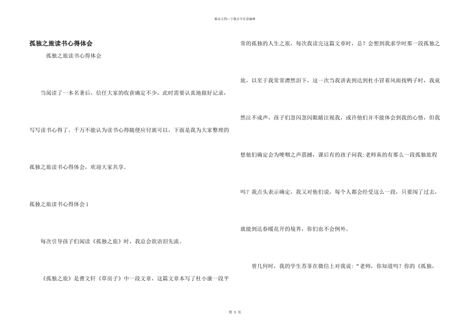 孤独之旅读书心得体会_第1页