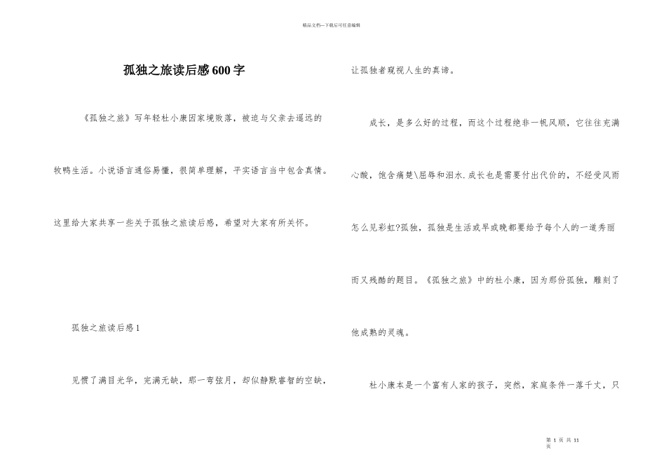 孤独之旅读后感600字_第1页