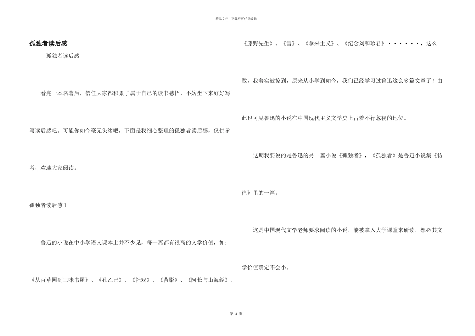 孤独者读后感_第1页