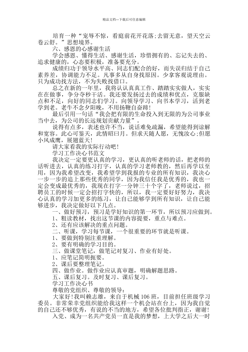 学习工作决心书模板_第2页