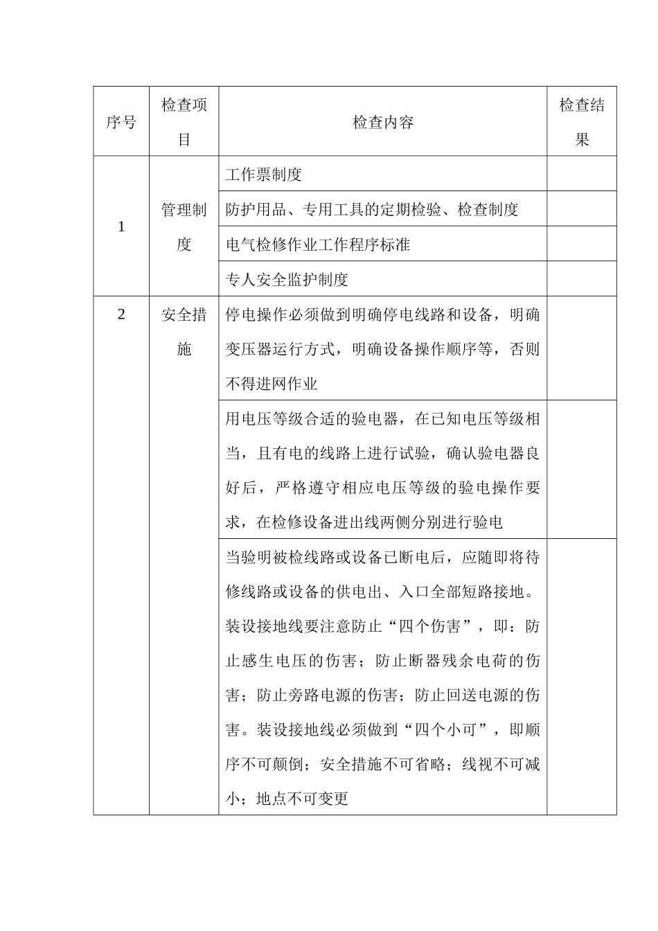电气检修作业安全检查表_第1页