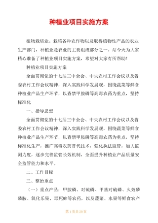 种植业项目实施方案