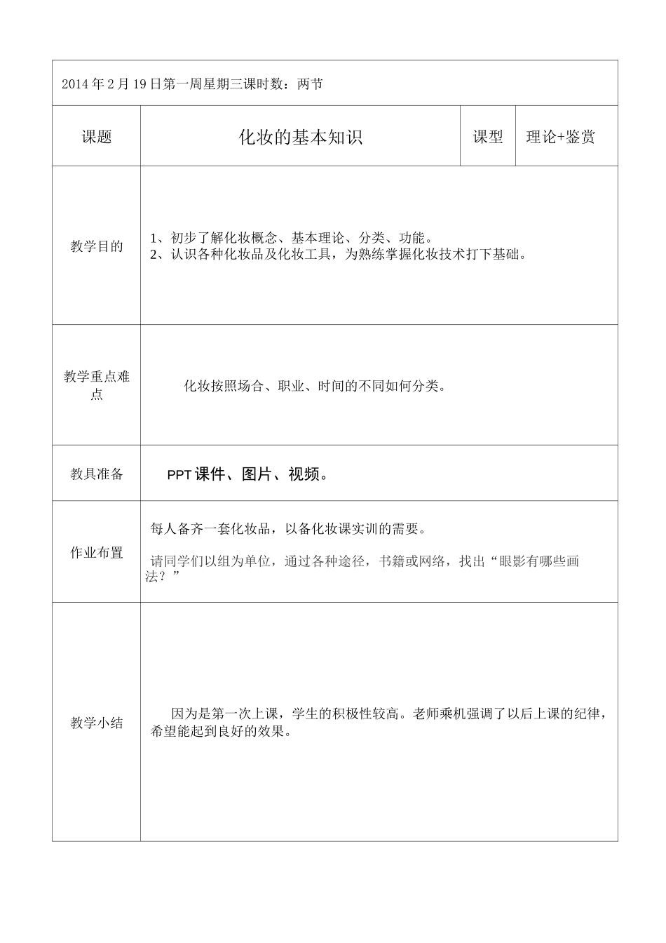 职业学校化妆课教案_第1页