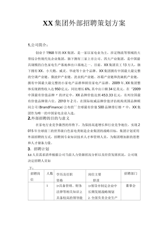 XX集团外部招聘策划方案