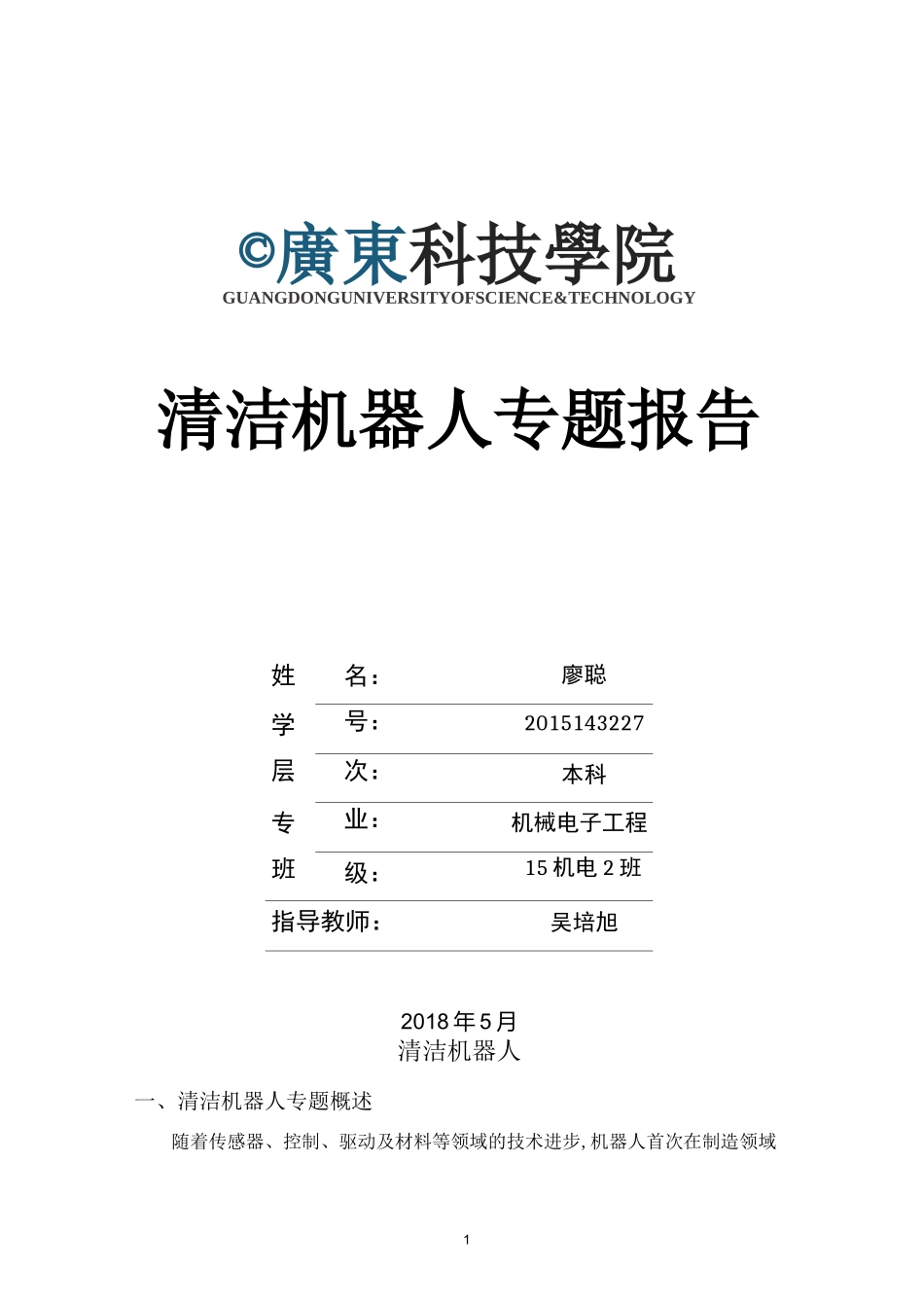 清洁机器人专题报告_第1页