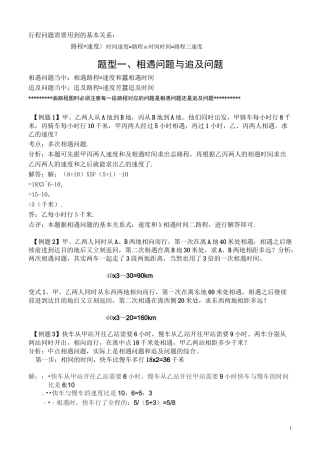 小学六年级数学行程问题综合讲解