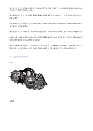 摩托车配件分类明细,摩托车各部件名称