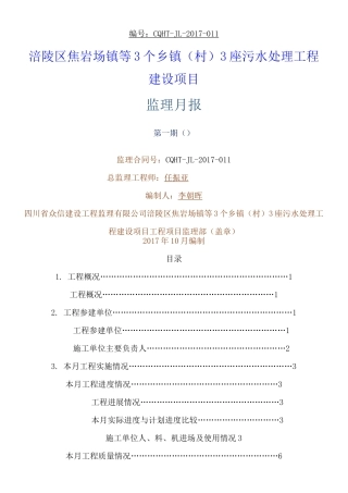 污水处理厂监理月报 (1)
