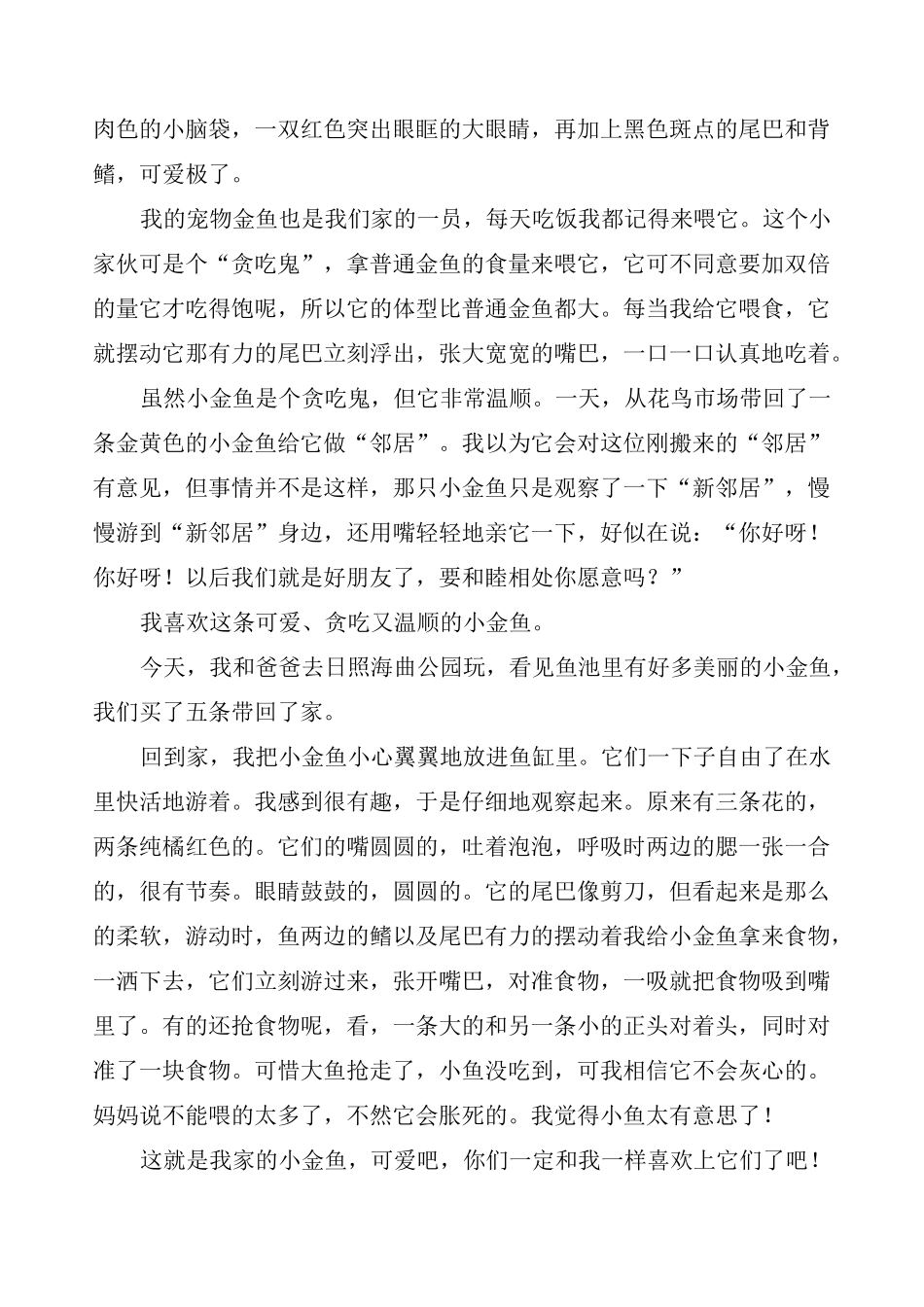 小金鱼作文15篇_第3页