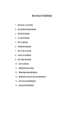 餐饮部运作规章制度